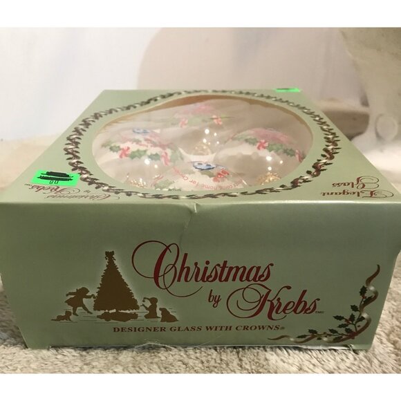 4 Glass Christmas Ornaments By Krebs All Hearts Come Home for Christmas Bluebird - Picture 4 of 5